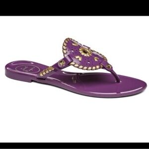 Jack Rogers Georgica jelly purple and gold medallion sandals
